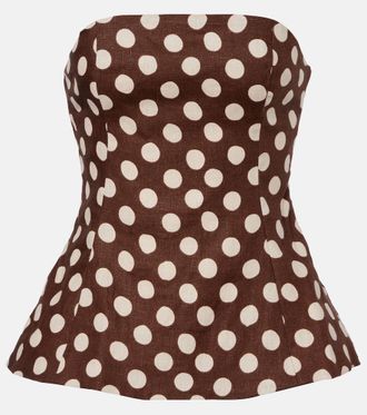 Faithfull The Brand Petro polka-dot strapless linen top