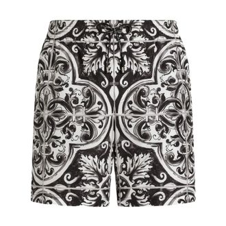 Dolce & Gabbana Ba&ntilde;ador de largo medio con estampado Majolica - Swimwear - Hombre - Negro - M
