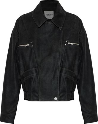 Isabel Marant Belma Jas - Dames - Leren en Su&egrave;de Jassen - Zwart - XS - Leer - Jassen