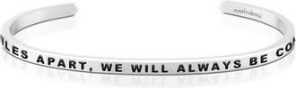 Mantra Side By Side Or Miles Apart, We Will Always Be Connected By Heart bracelet in Silver at Nordstrom