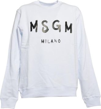 Msgm White Cotton Crewneck Sweatshirt
