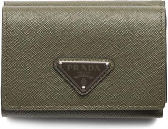 Prada logo-plaque Saffiano leather wallet - men - Leather - One Size - Green