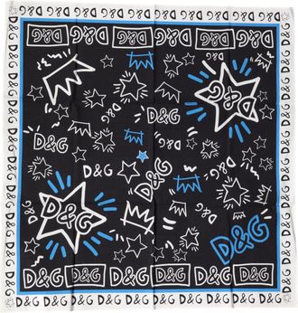 Dolce & Gabbana Multicolor Graphic Cotton Square Foulard Womens Scarf