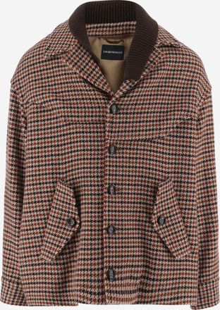 Emporio Armani wolmix jas met geribbelde kraag