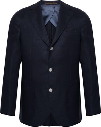 Barba notched-lapels single-breasted blazer - men - Virgin Wool/Linen/Flax/Viscose - 48 - Blue