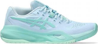 Asics Womens Clay Court Tennis Shoes Gel Resolution X In Light Blue/oasis Green