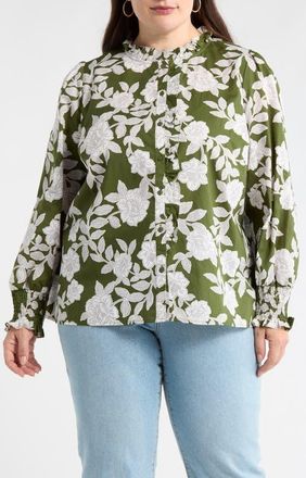 Sugarlips Haizley Floral Top in Cream-Green at Nordstrom, Size 2X