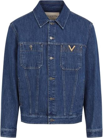 Valentino Blue Regular Fit Logo Denim Jacket