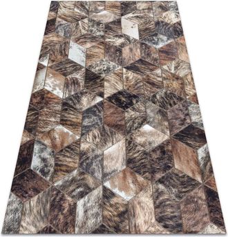 RugsX Rugsx - Alfombra Patchwork 21715 Marr&oacute;n - Piel De Vacuno, Diamantes Brown 160x230 Cm