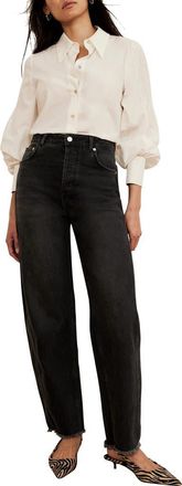 Mint Velvet Barrel Leg Jeans in Black at Nordstrom, Size 12