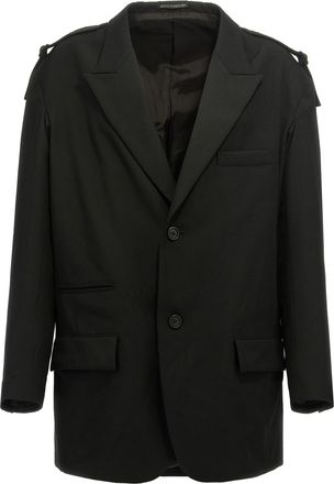Yohji Yamamoto Single-breasted Blazer With Strap Detail