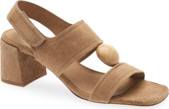 Pedro Garcia Uriana Leather Block Heel Sandal in Beige Plush Suede/ash at Nordstrom, Size 36.5