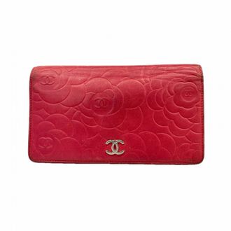 Chanel Pink Leather Long Wallet (Bi-Fold) (Pre-Owned)