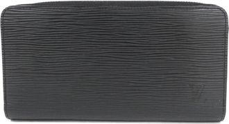 Louis Vuitton Black Leather Long Wallet (Bi-Fold) (Pre-Owned)