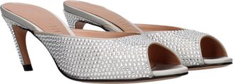 The Attico Womens Rhinestone-Embellished Satin Heel Silver