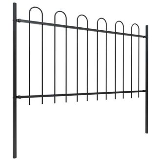 Berkfield Home Garden Fence with Hoop Top Steel 6.8x1 m Black