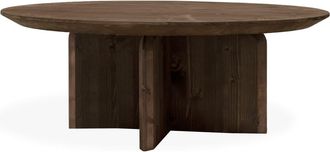 Deco Wood Mesa de centro redonda de madera maciza en tono nogal de ø60x30cm