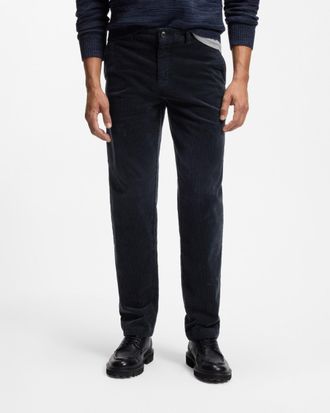 Boss Orange by Hugo Boss Mens Logo Detail Trousers in Navy Cotton - Size 34W/34L