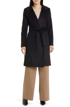 Fleurette Wool Wrap Coat in Black at Nordstrom, Size 14