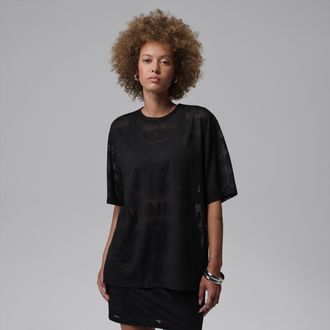 Nike Jordan Womens Jordan Flight Open Knit Top in Black | IF1145-010