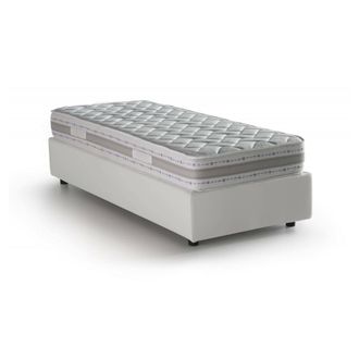 Talamo Italia Dmora - Cama Individual Dcinott, Cama Contenedor Con Tapizado En Ecopiel, 100% Made In Italy, Apertura Frontal, Con Colch&oacute;n 80x190 Cm Incluido, Blanco