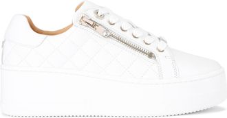 Carvela Womens Leather Connected Zip Sneakers - White - Size UK 7