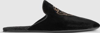 Gucci Mens Ragazzo Slipper, Black, Velvet