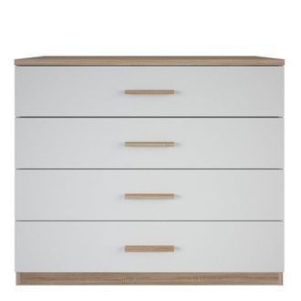 Calicosy C&oacute;moda 4 cajones acabado madera y blanco 100 cm