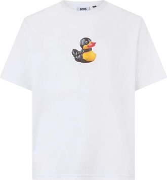 GCDS Duck Oversized T-Shirt - Heren - T-shirts - Wit - L - Katoen - Tops