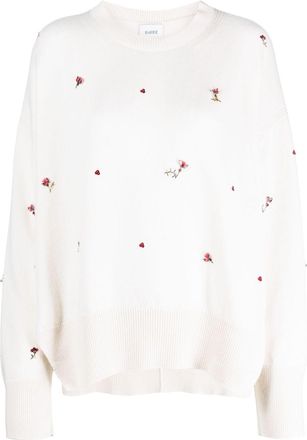 Barrie floral-embroidery cashmere jumper - women - Cashmere - S - Neutrals