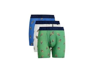 Polo Ralph Lauren 4D Flex Cotton Modal Boxer Briefs Mens Underwear Fiji Green/Nevis/Colby Blue/Hudson Valley Bear AOP : XL