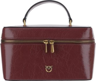 Pinko Dark Red Love Birds Lambskin Vanity Bag