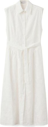Mango Embroidered Sleeveless Maxi Shirtdress in Ecru at Nordstrom, Size 10