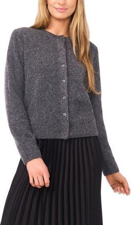 Halogen Fuzzy Crewneck Cardigan in Medium Heather Grey at Nordstrom Rack