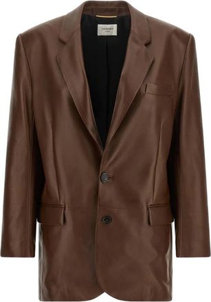 Saint Laurent Dames, Jassen, Bruin, Maat: 2XS Leer
