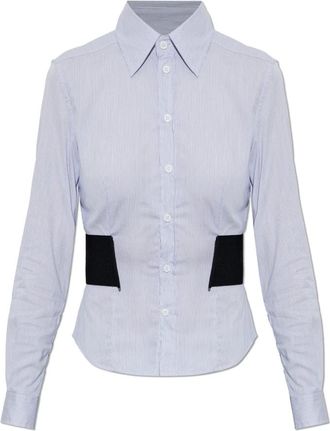 VETEMENTS Overhemden, Dames, Blauw, XS, Katoen, Shirt met Ge&iuml;ntegreerde Tailleband