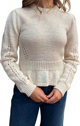 Ulla Johnson Aurelie Long Sleeve Peplum Pullover In Cowrie