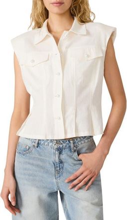 Steve Madden Cassady Linen Blend Button-Up Top in Antique at Nordstrom, Size X-Small