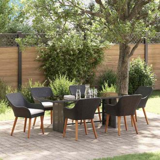 vidaXL Conjunto De Comedor De Jard&iacute;n 7 Pcs Negro Rat&aacute;n Sint&eacute;tico Vidaxl