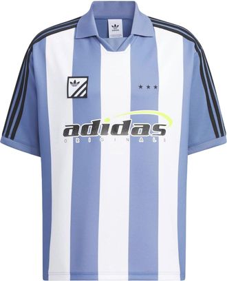 adidas Trefoil Logo Play Football Graphic Polo Shirt Asia Sizing Blue White IW6308