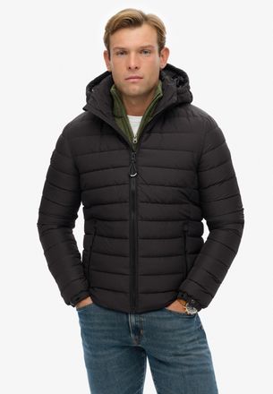 Superdry Steppjacke SUPERDRY HOODED FUJI PADDED JACKET, Herren, Gr. XXL, schwarz, Web, Obermaterial: 100% Polyester, unifarben, slim fit, Jacken Steppjacke