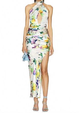 Nicholas Halter Cut Out Asymmetrical Gown In Green