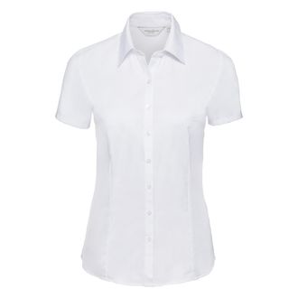 Russell Athletic Russell Collection Effen overhemd met korte mouwen in visgraatmotief voor dames/dames (Wit)