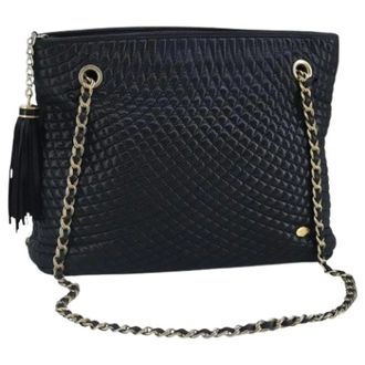 Bally Pre-owned Shoulder Bags, female, Blue, Size: ONE SIZE Pre-owned Vintage chain shoulder bag