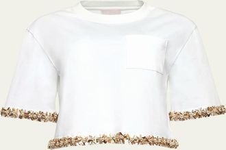 Cinq &agrave; Sept Asa Embellished Sunflare Floral Tee
