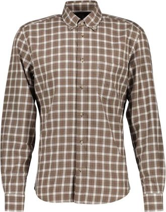 HUGO BOSS Liam Button-Down Shirt - Heren - Overhemden - Bruin - Maat: S Katoen