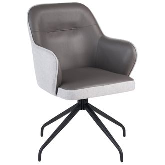 Beliani Silla Giratoria De Comedor Con Reposabrazos Tapizado De Tela Gris Y Gris Claro Stowe