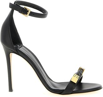 Elisabetta Franchi Geweven leren sandaal - Dames - Sandalen met hakken - Zwart - 40 EU - Leer - Schoenen