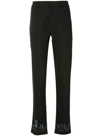 Marcelo Burlon doodle-print straight-leg trousers - men - Rayon/Elastane - 46 - 1001 BLACK WHITE