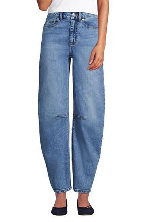 Lands End Soft Denim Relaxed Barrel Leg Ankle Jeans in Beau Blue at Nordstrom, Size 10